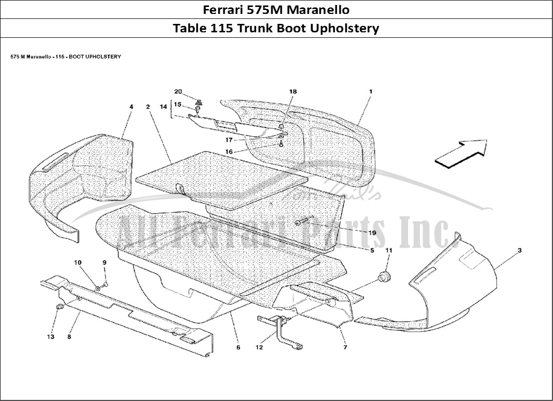 Ferrari Parts Ferrari 575M Maranello Page 115 Boot Upholstery
