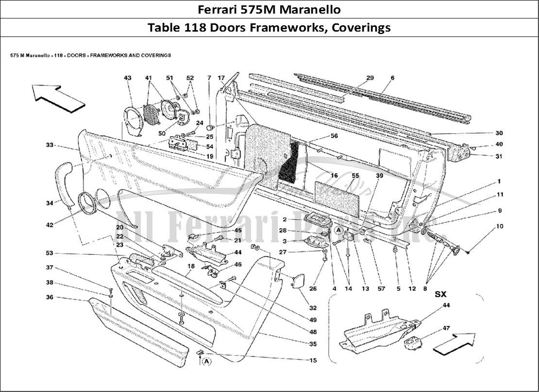 Ferrari Parts Ferrari 575M Maranello Page 118 Doors Frameworks and Cove