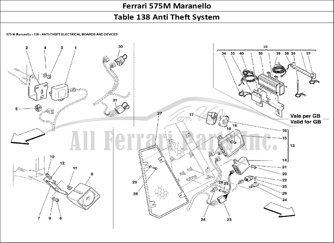 Ferrari Parts Ferrari 575M Maranello Page 138 Anti Theft Electrical Boa