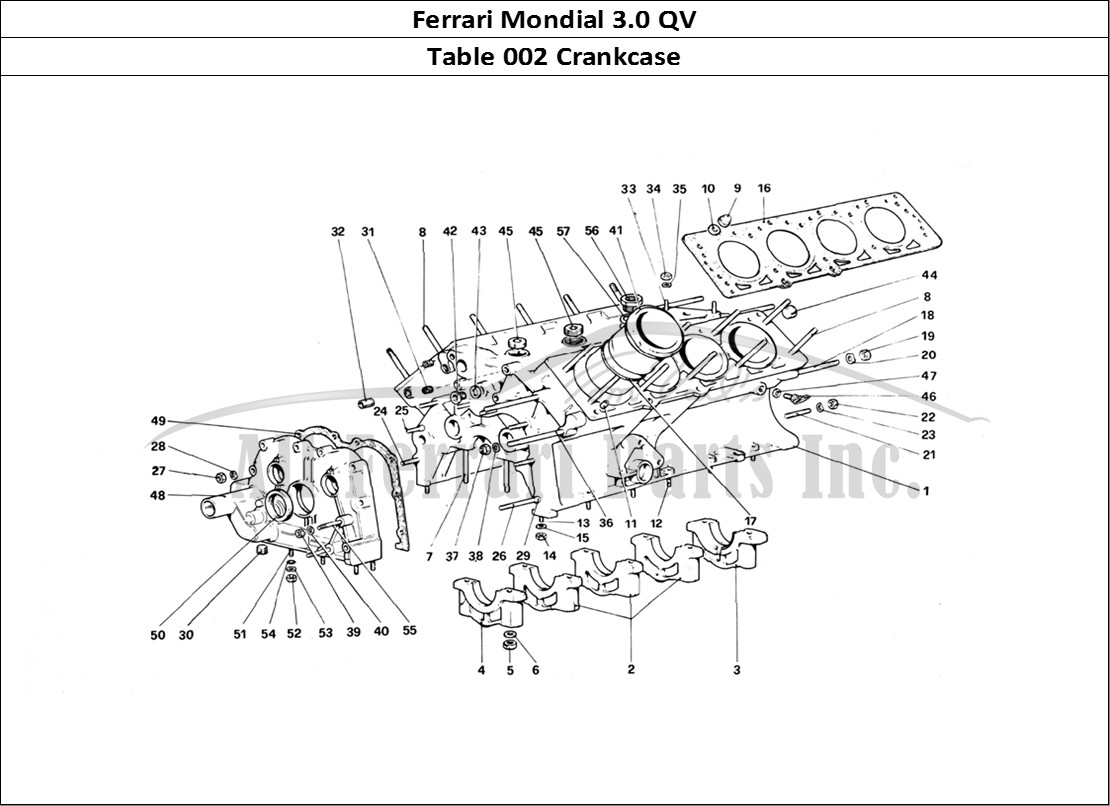 Ferrari Parts Ferrari Mondial 3.0 QV (1984) Page 002 Crankcase