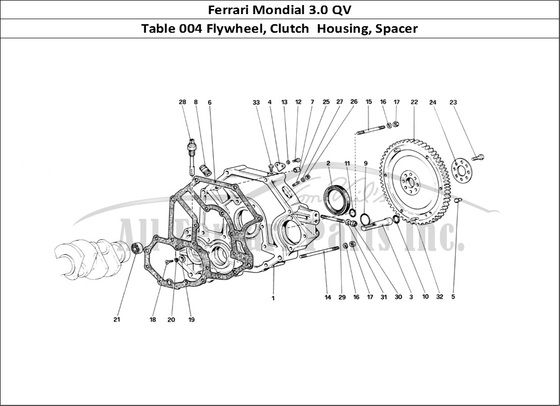 Ferrari Parts Ferrari Mondial 3.0 QV (1984) Page 004 Flywheel and Clutch Housi