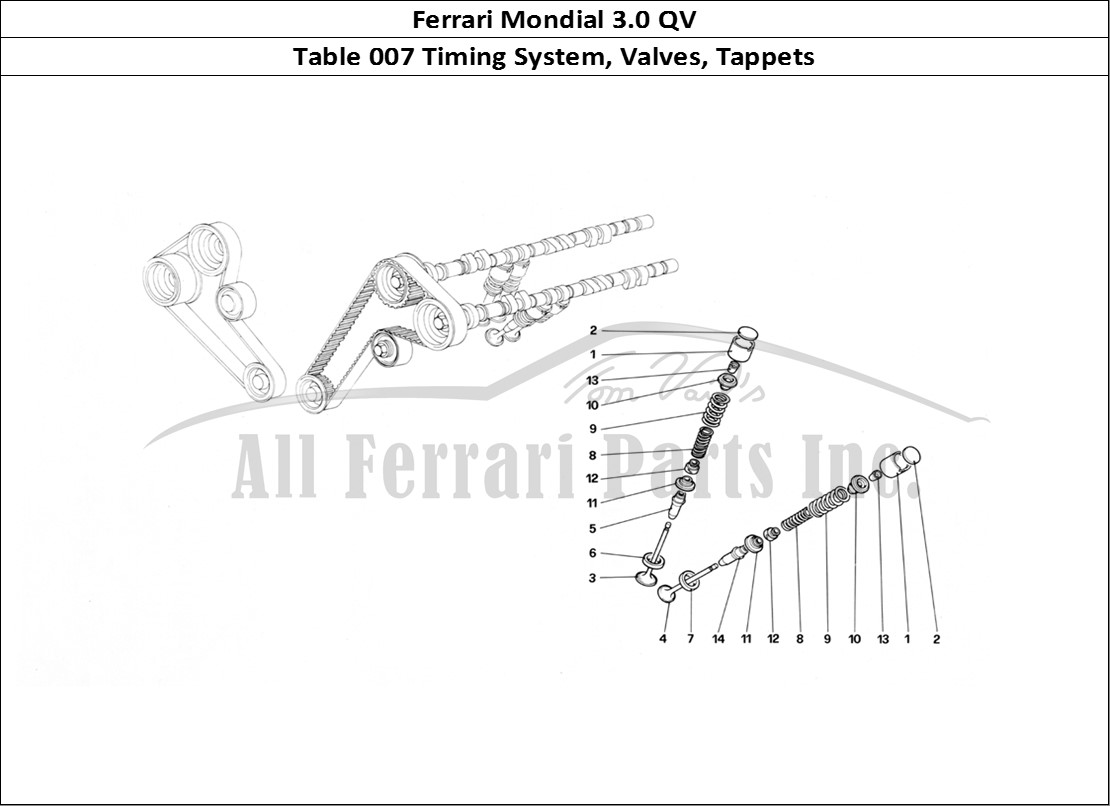 Ferrari Parts Ferrari Mondial 3.0 QV (1984) Page 007 Timing System - Tappets