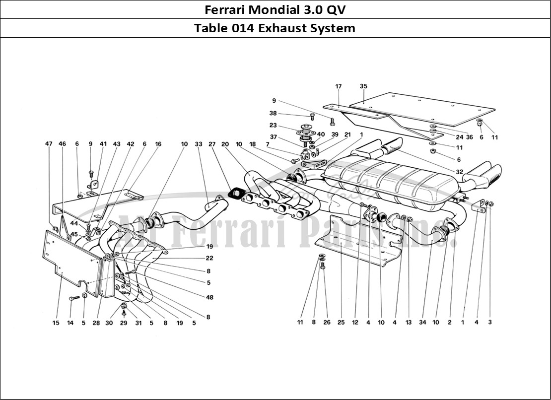 Ferrari Parts Ferrari Mondial 3.0 QV (1984) Page 014 Exhaust System