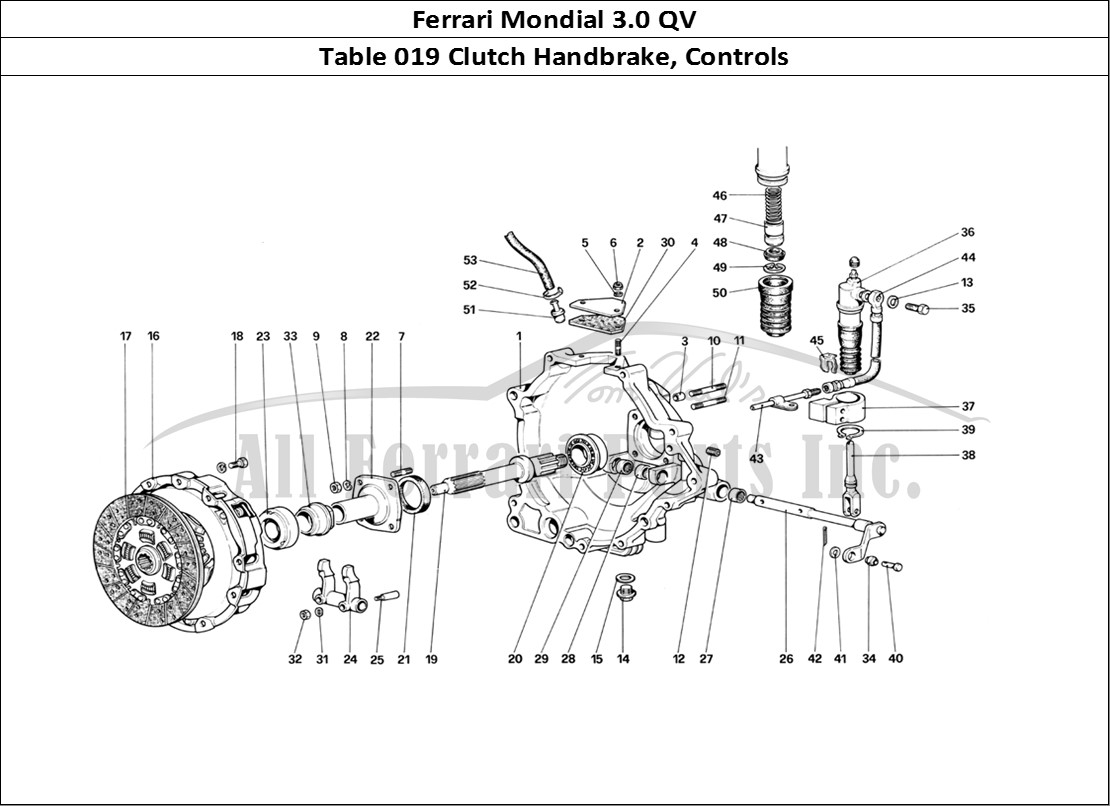 Ferrari Parts Ferrari Mondial 3.0 QV (1984) Page 019 Clutch and Controls