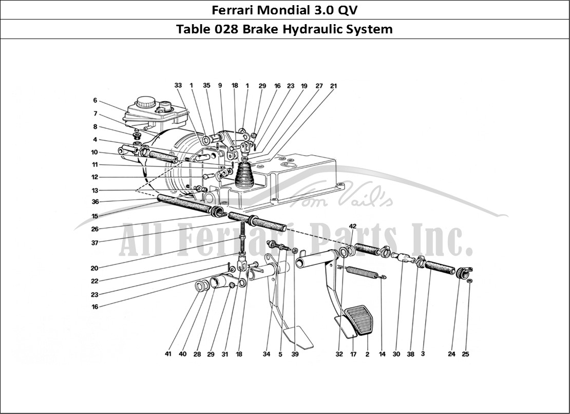 Ferrari Parts Ferrari Mondial 3.0 QV (1984) Page 028 Brake Hydraulic System