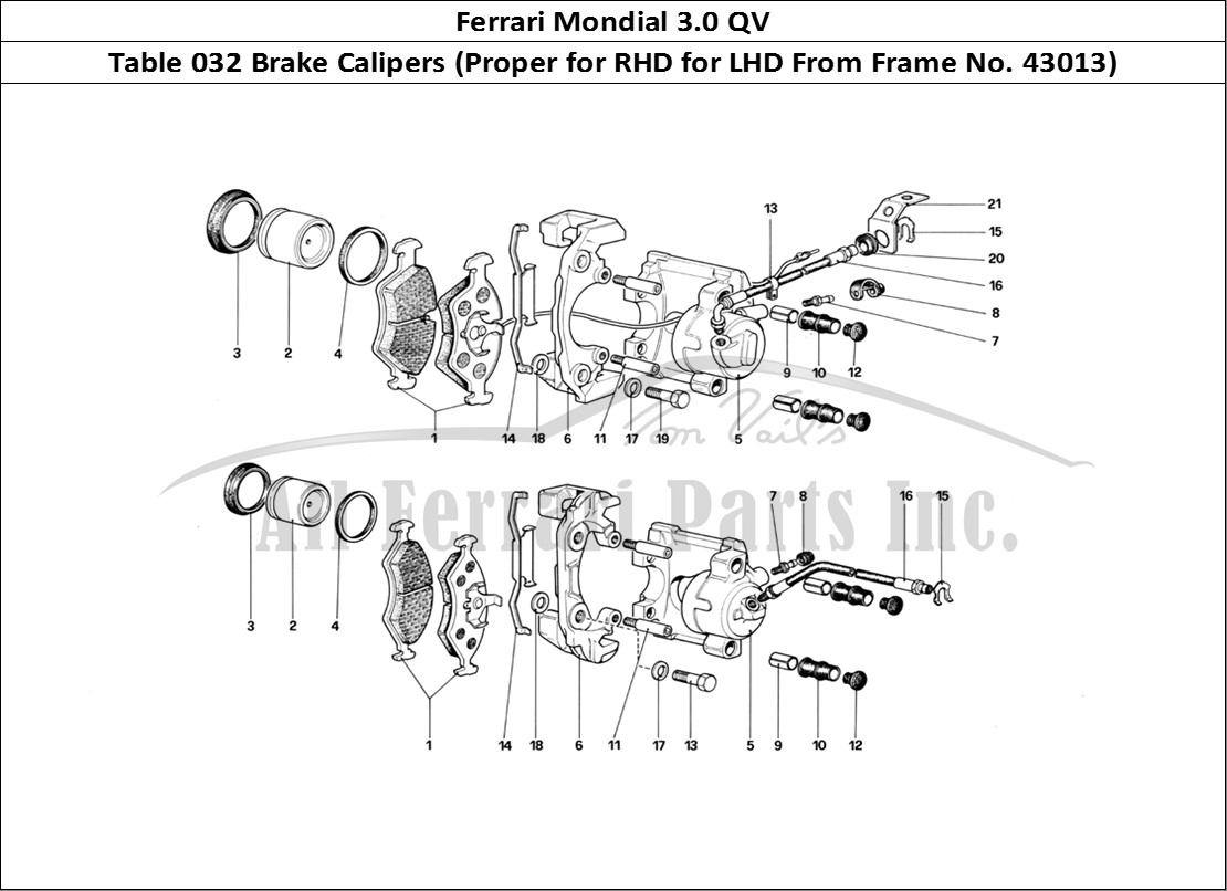 Ferrari Parts Ferrari Mondial 3.0 QV (1984) Page 032 Calipers for Front and Re
