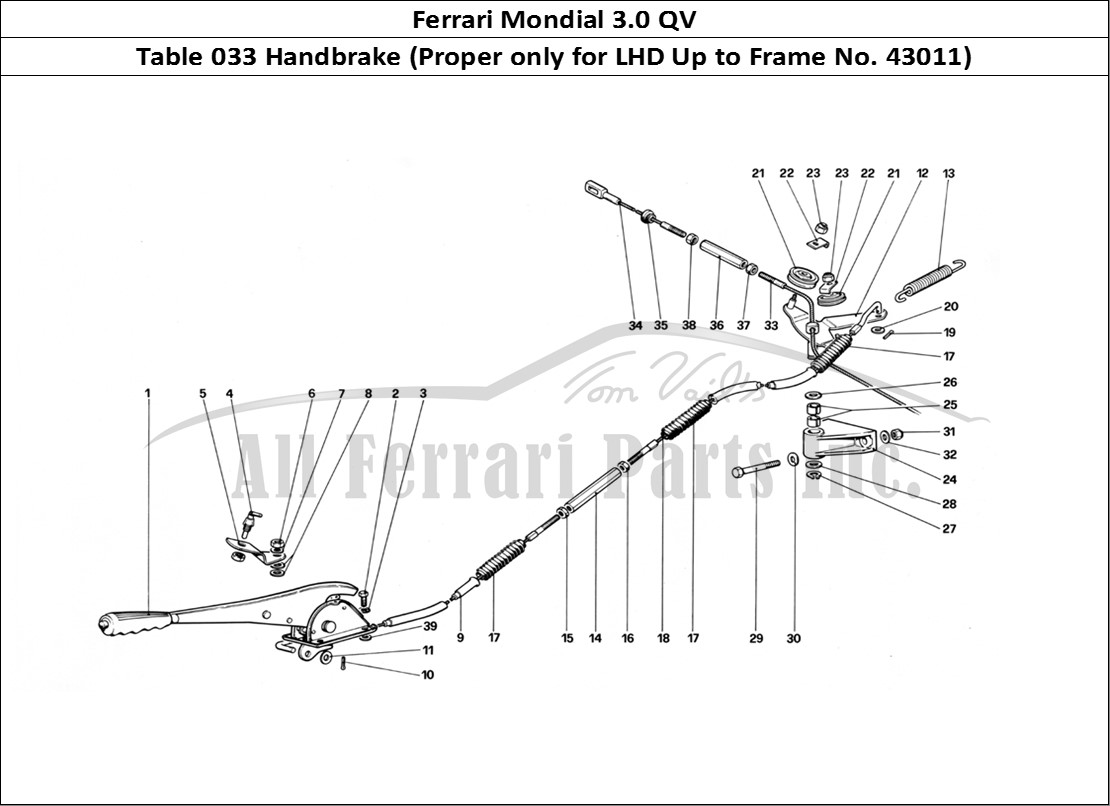 Ferrari Parts Ferrari Mondial 3.0 QV (1984) Page 033 Hand - Brake Control (Val