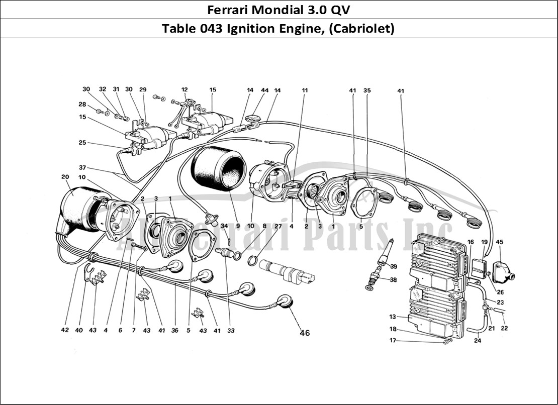 Ferrari Parts Ferrari Mondial 3.0 QV (1984) Page 043 Engine Ignition - (Cabrio