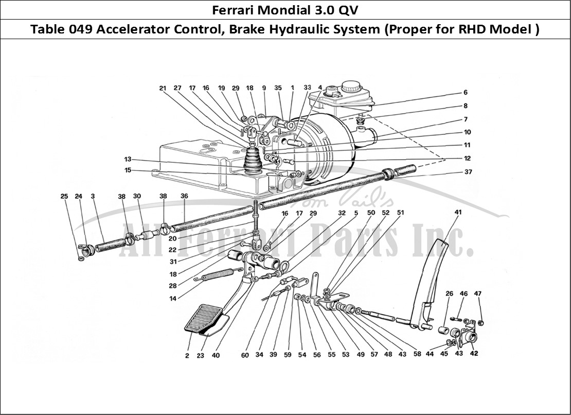 Ferrari Parts Ferrari Mondial 3.0 QV (1984) Page 049 Throttle Control and Brak