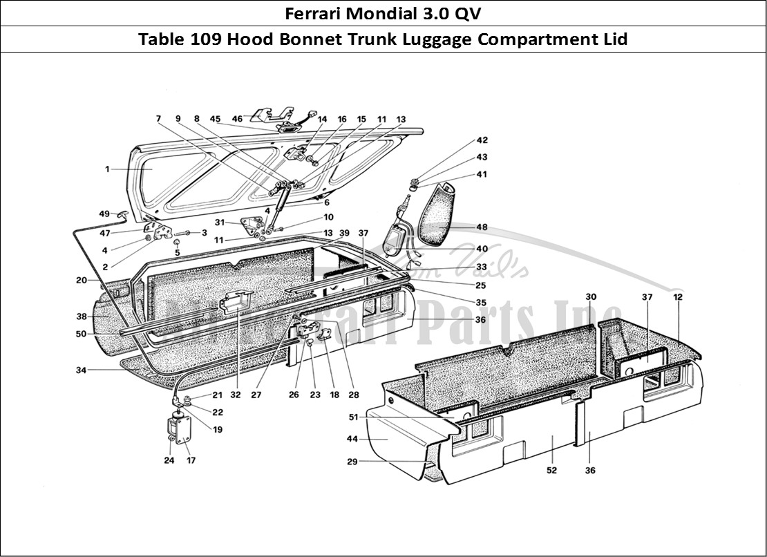 Ferrari Parts Ferrari Mondial 3.0 QV (1984) Page 109 Luggage Compartment Lid