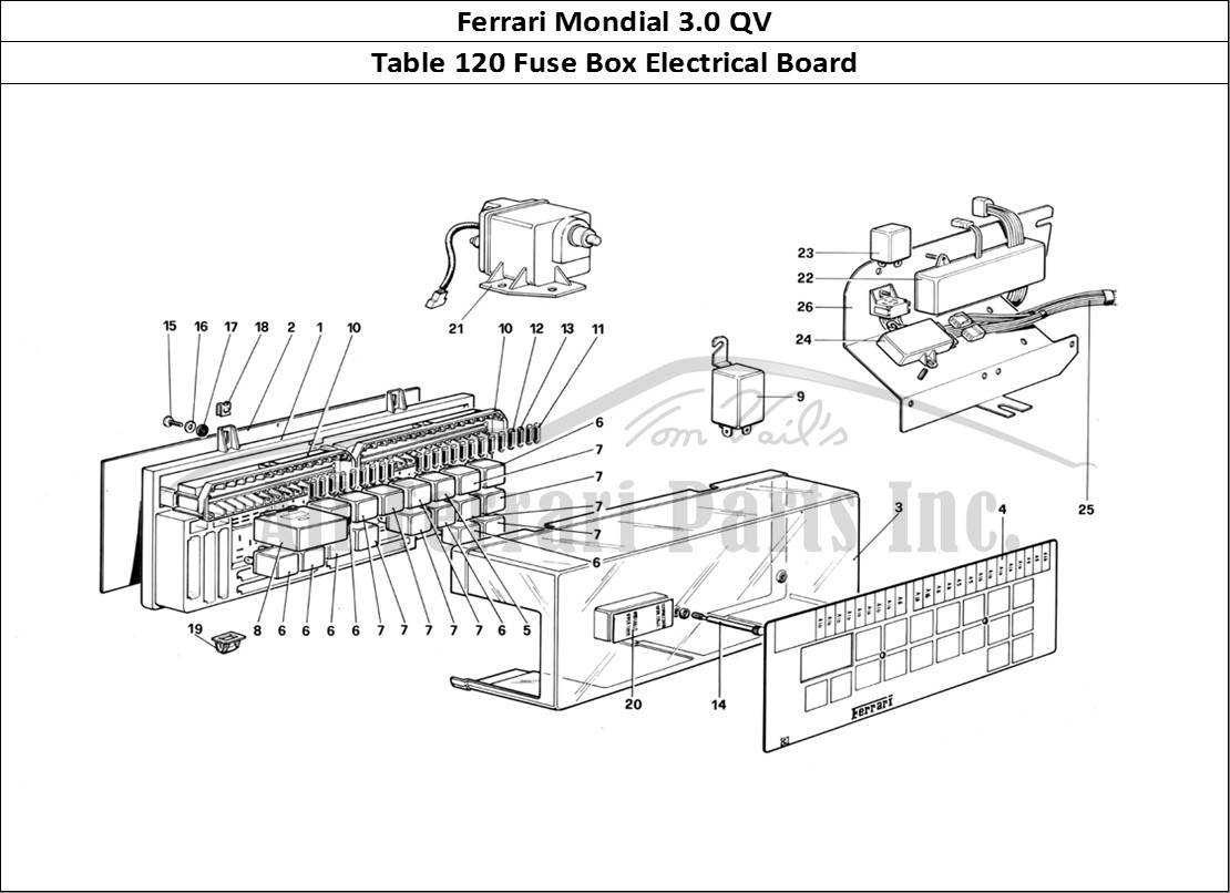 Ferrari Parts Ferrari Mondial 3.0 QV (1984) Page 120 Electrical Board