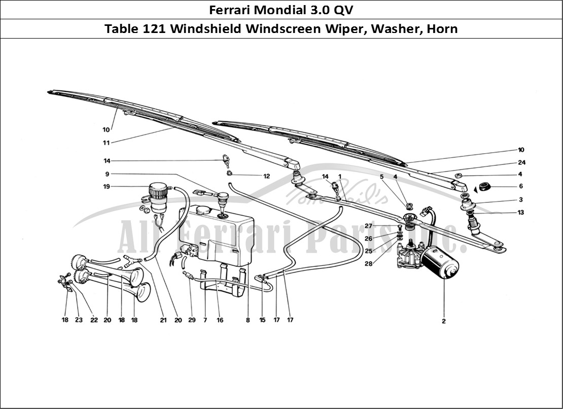 Ferrari Parts Ferrari Mondial 3.0 QV (1984) Page 121 Windshield Wiper - Washer