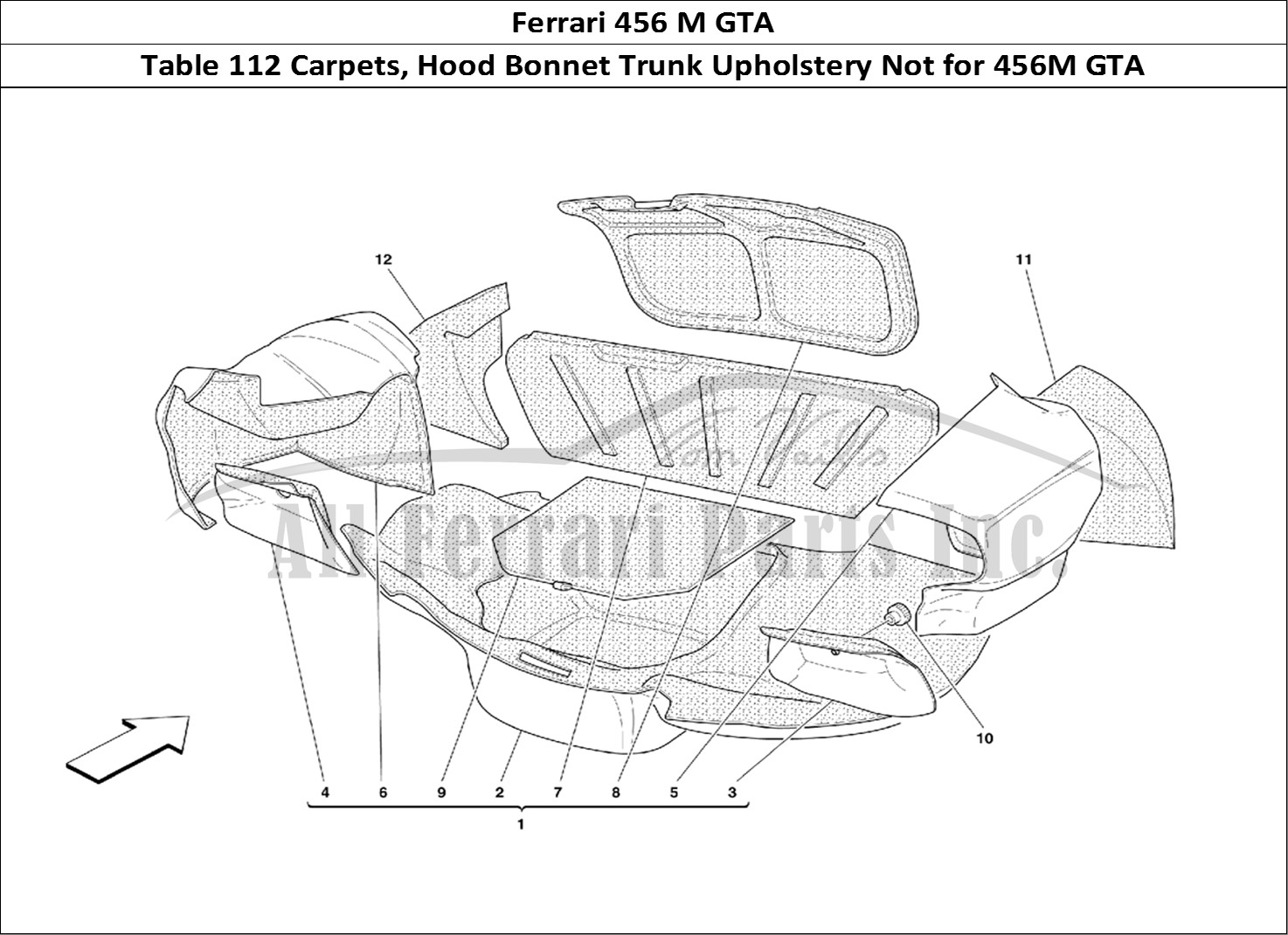 Ferrari Parts Ferrari 456 M GT Page 112 Trunk Hood Upholstery -No