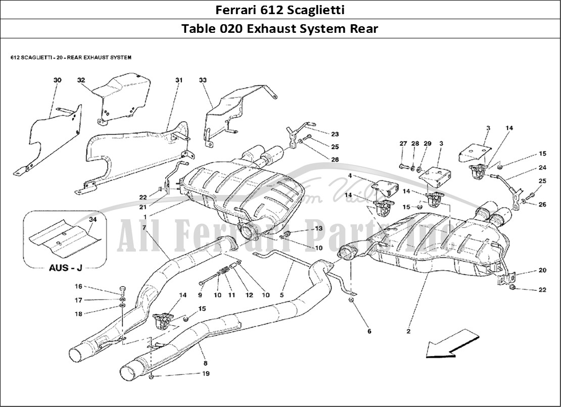 Ferrari Parts Ferrari 612 Scaglietti Page 020 Rear Exhaust System