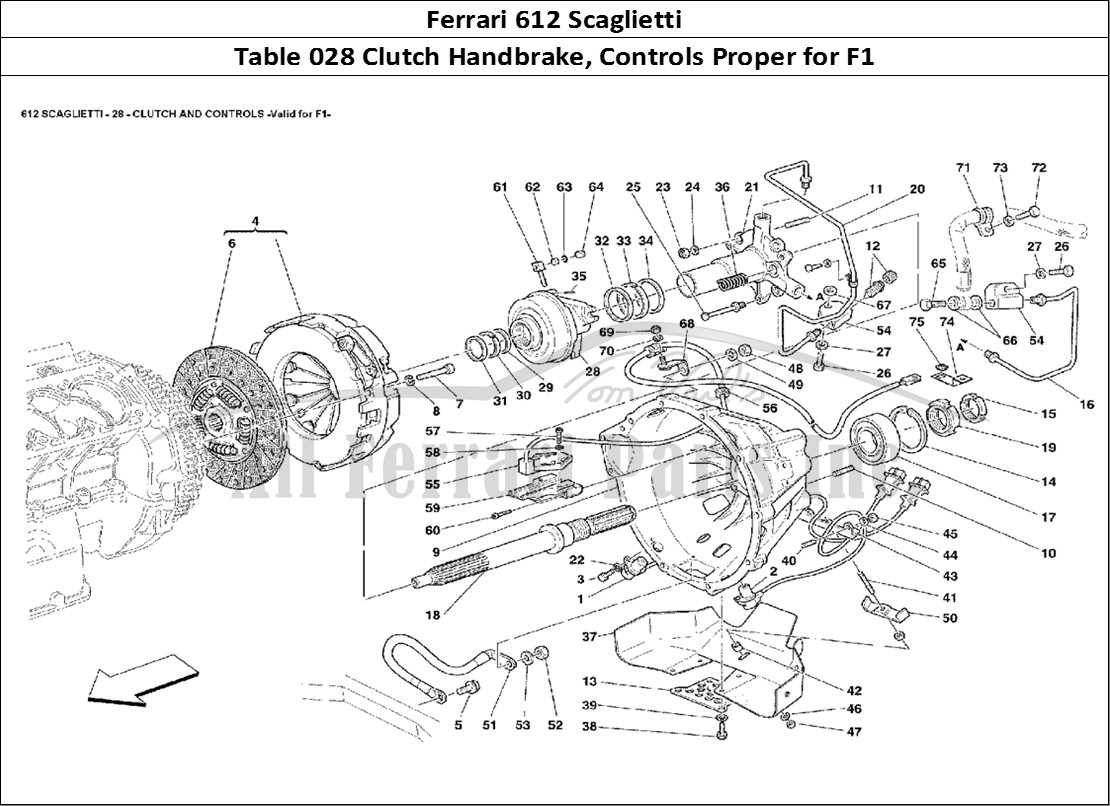 Ferrari Parts Ferrari 612 Scaglietti Page 028 Clutch and Controls -Vali