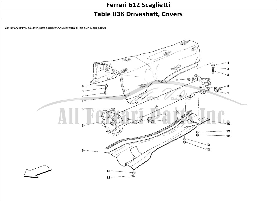Ferrari Parts Ferrari 612 Scaglietti Page 036 Transmission Tube & Insul