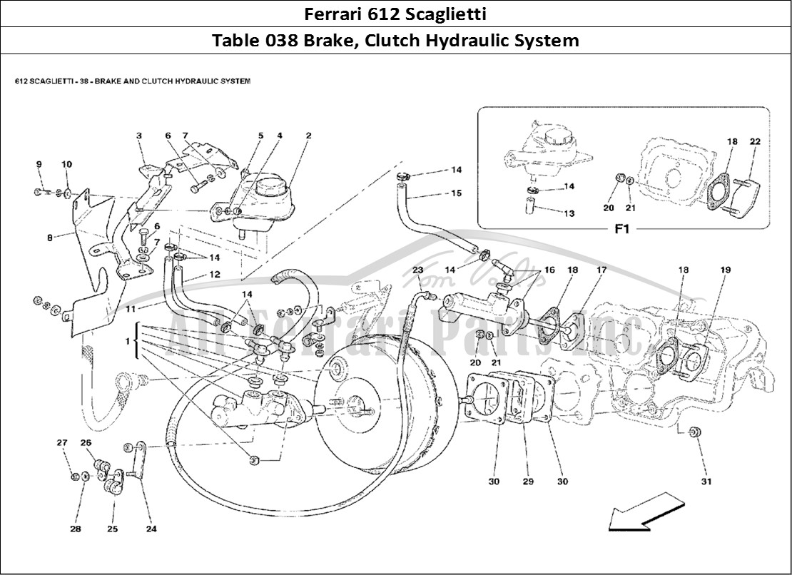 Ferrari Parts Ferrari 612 Scaglietti Page 038 Brake & Clutch Hydraulic