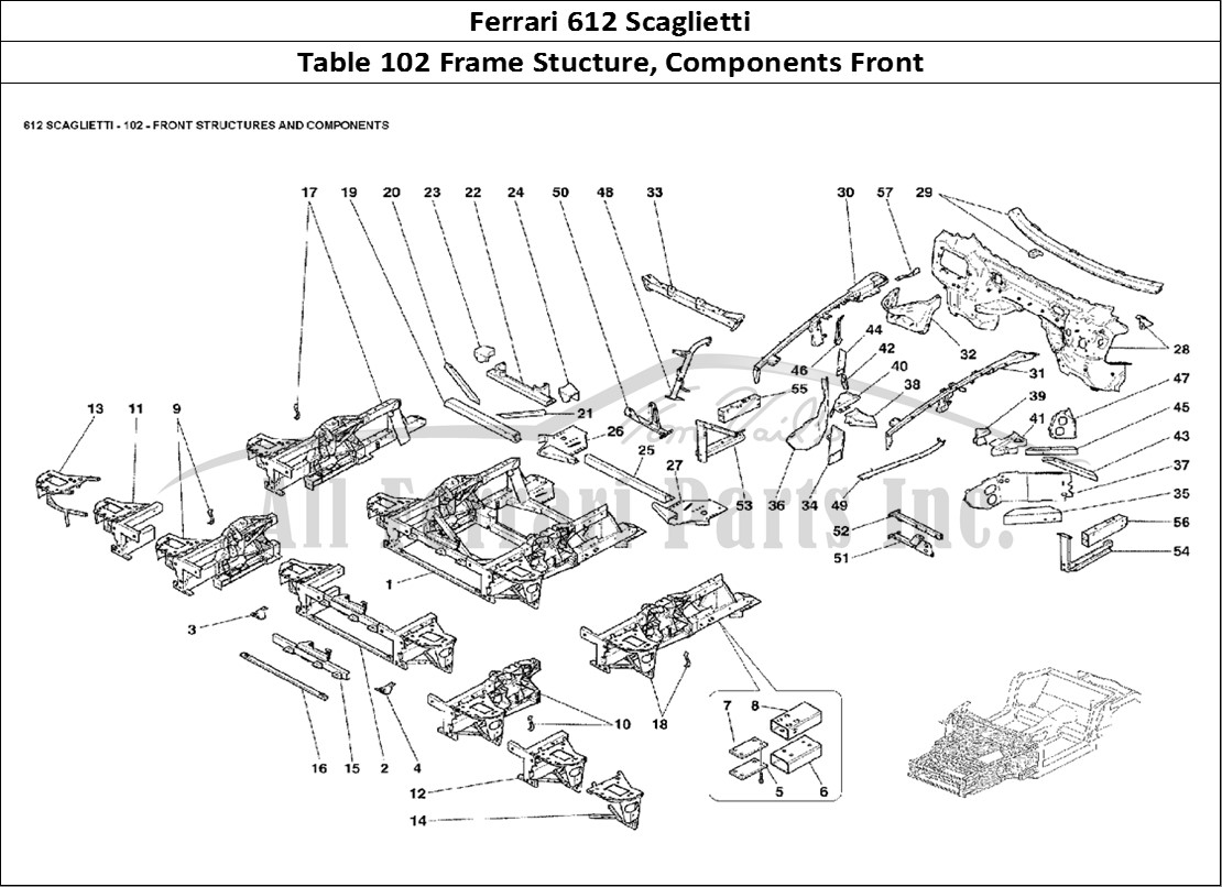 Ferrari Parts Ferrari 612 Scaglietti Page 102 Front Structures and Comp