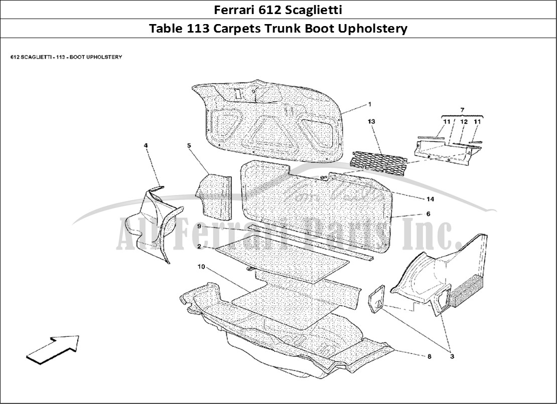 Ferrari Parts Ferrari 612 Scaglietti Page 113 Boot Upholstery