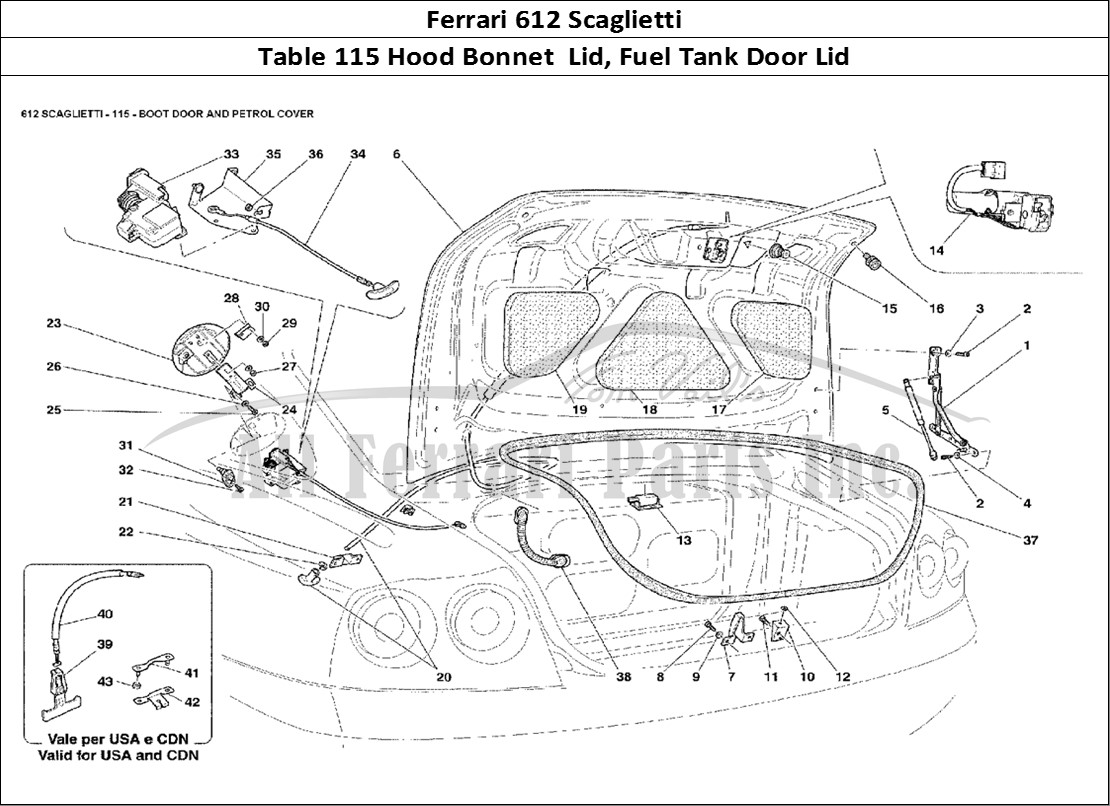 Ferrari Parts Ferrari 612 Scaglietti Page 115 Boot Door and Petrol Cove