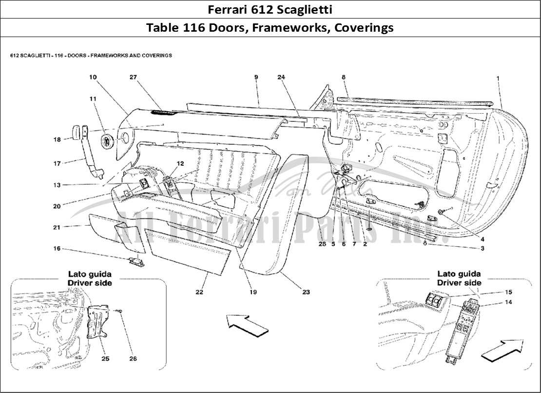 Ferrari Parts Ferrari 612 Scaglietti Page 116 Doors: Frameworks & Cover