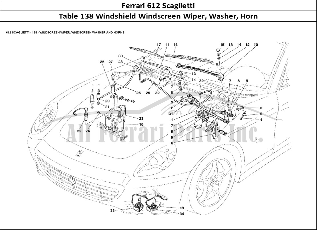 Ferrari Parts Ferrari 612 Scaglietti Page 138 Windscreen Wiper, Washer