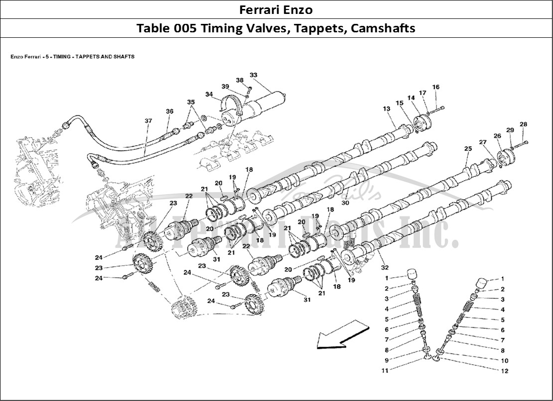 Ferrari Parts Ferrari Enzo Page 005 Timing Tappets and Shafts