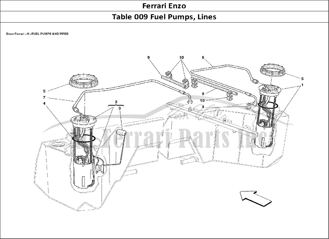 Ferrari Parts Ferrari Enzo Page 009 Fuel Pumps and Pipes