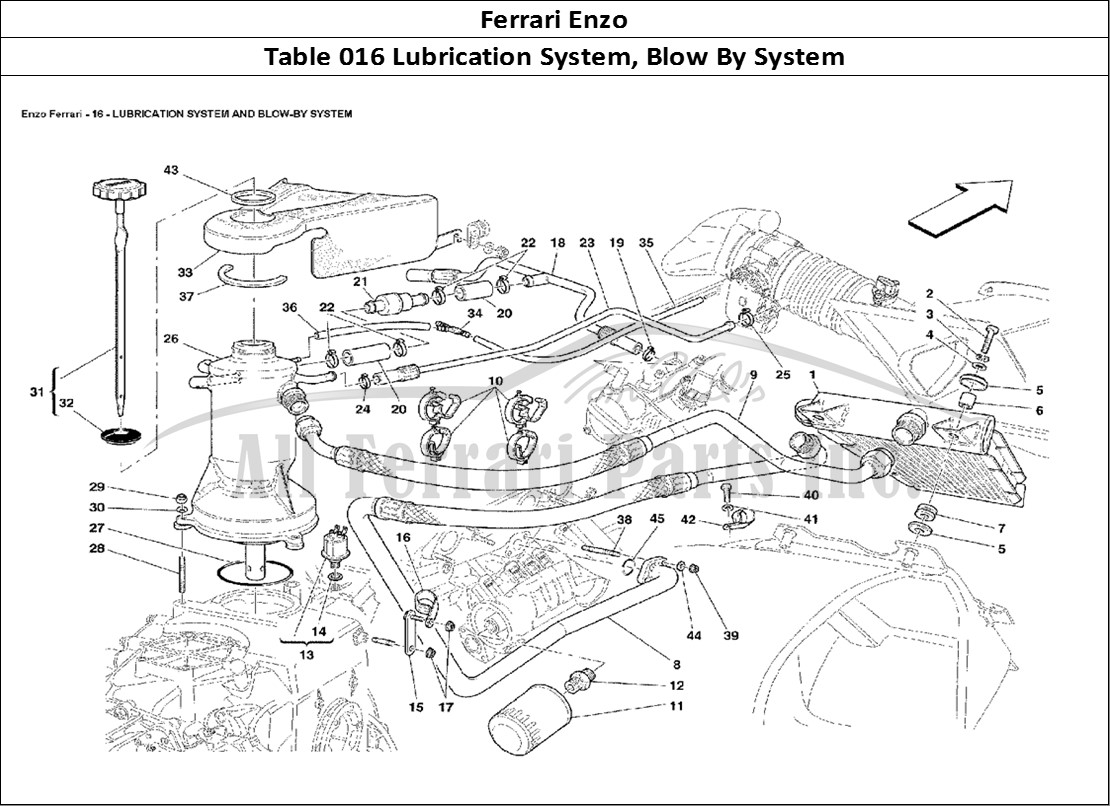 Ferrari Parts Ferrari Enzo Page 016 Lubrication System and Bl