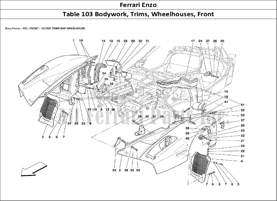 Ferrari Parts Ferrari Enzo Page 103 Front - Outer Trims and W