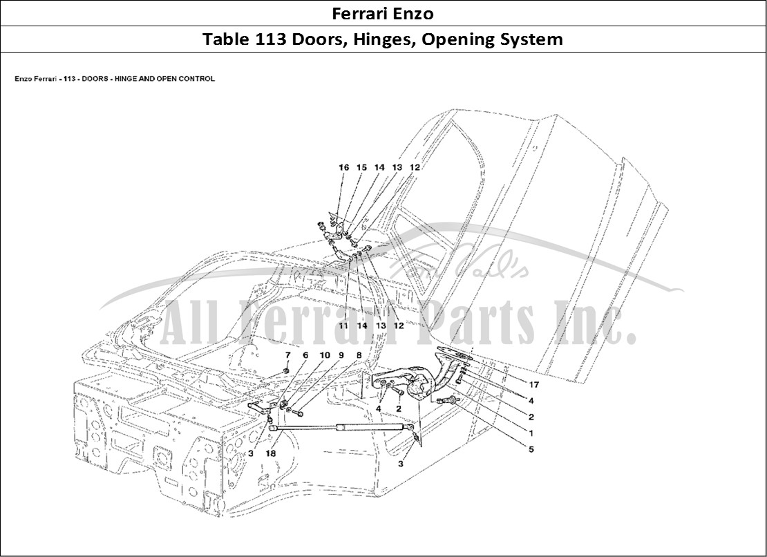Ferrari Parts Ferrari Enzo Page 113 Doors - Hinge and Open Co