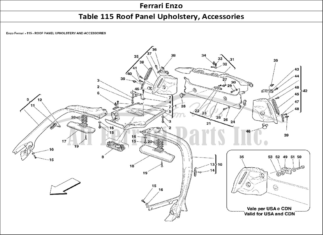 Ferrari Parts Ferrari Enzo Page 115 Roof Panel Upholstery and