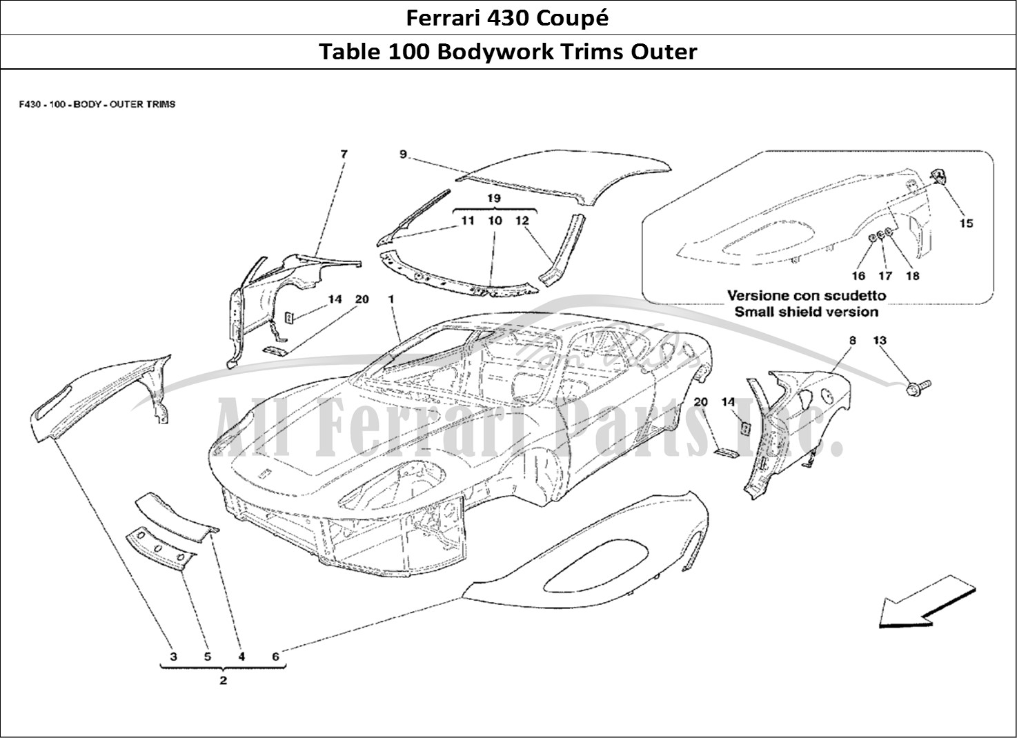 Ferrari Parts Ferrari 430 Coup Page 100 Body - Outer Trims