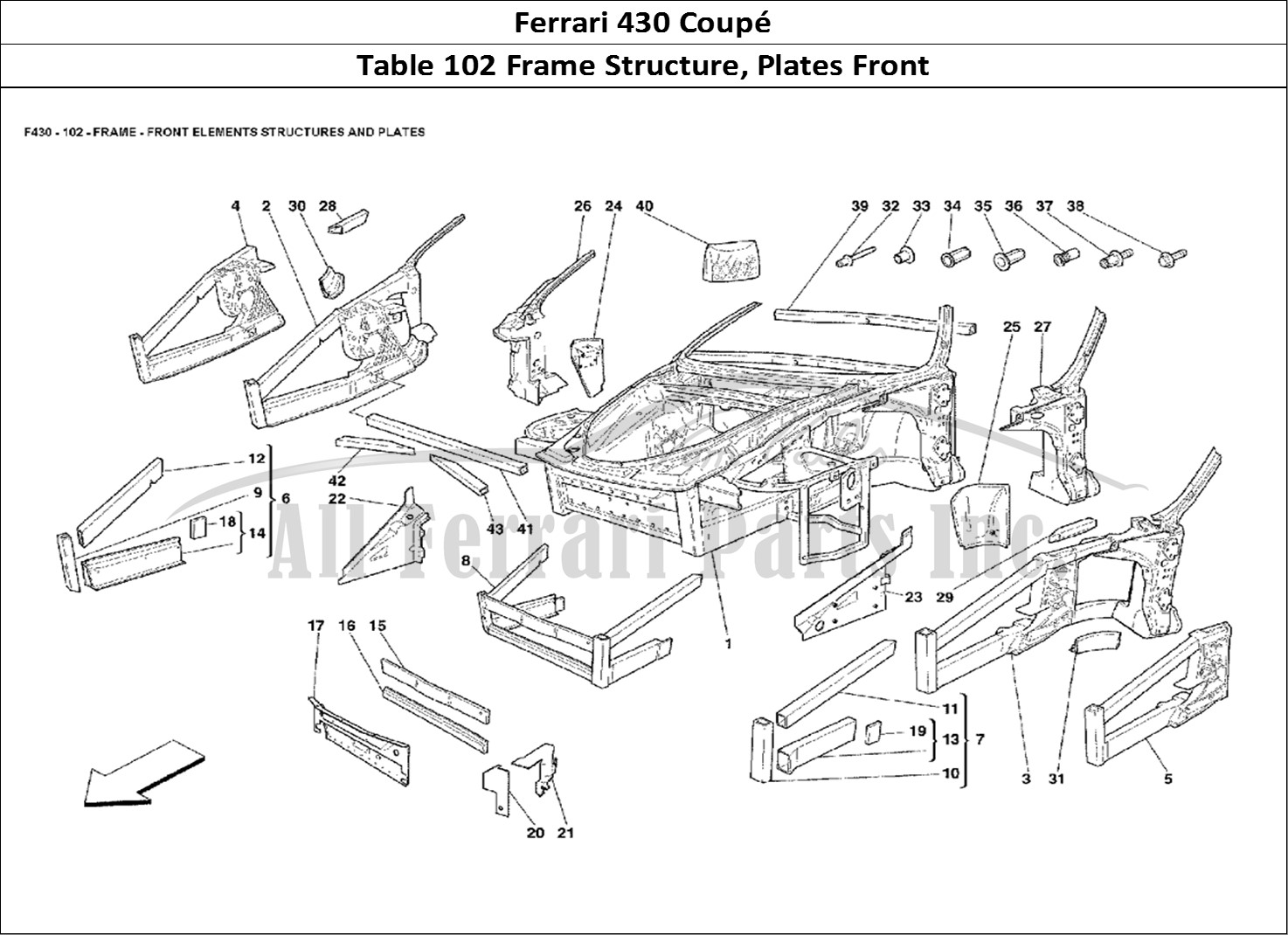 Ferrari Parts Ferrari 430 Coup Page 102 Frame - Front Elements St