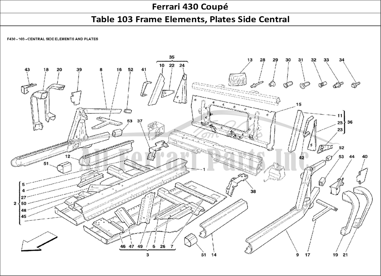Ferrari Parts Ferrari 430 Coup Page 103 Central Side Elements and