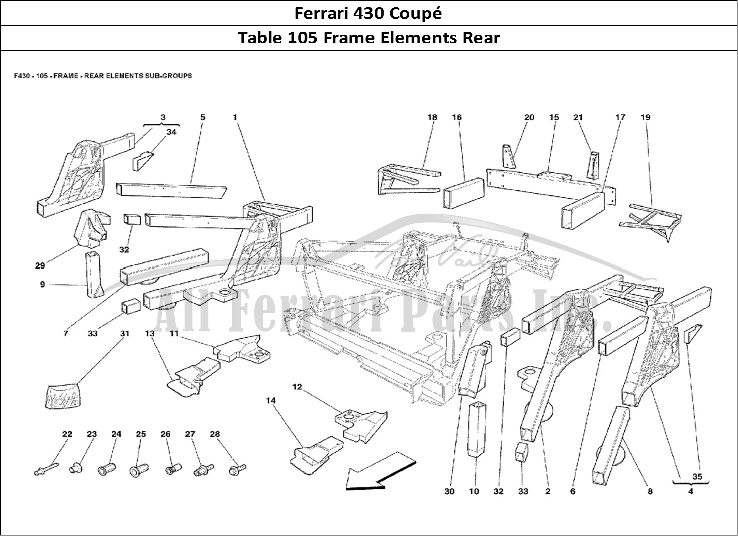 Ferrari Parts Ferrari 430 Coup Page 105 Frame - Rear Elements Sub