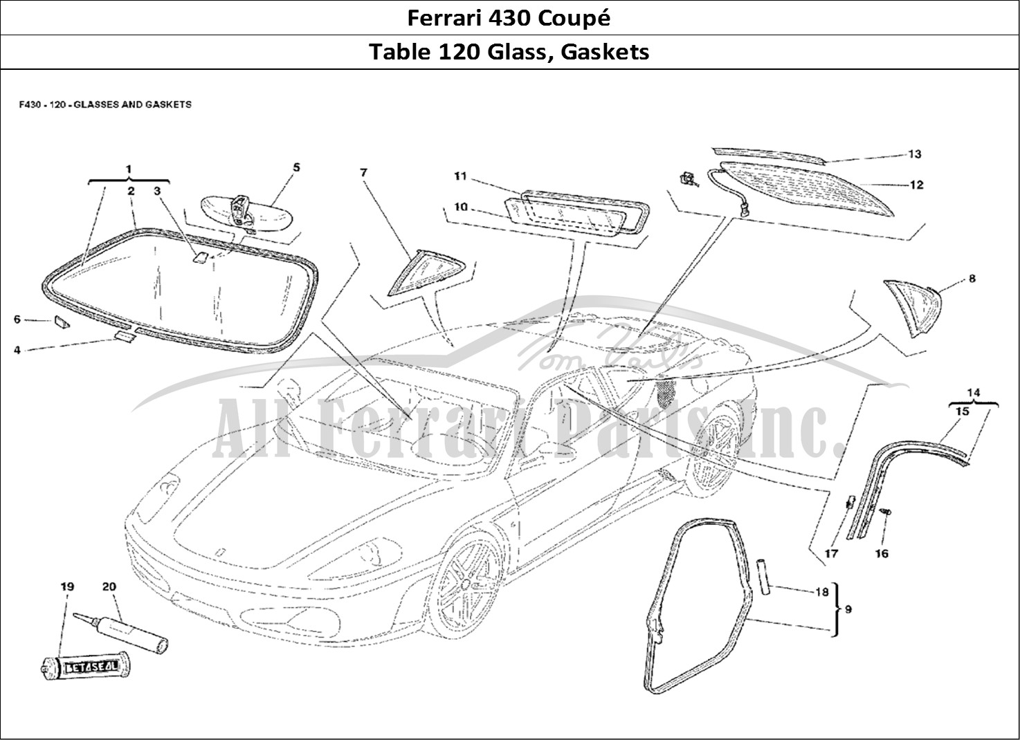Ferrari Parts Ferrari 430 Coup Page 120 Glasses and Gaskets