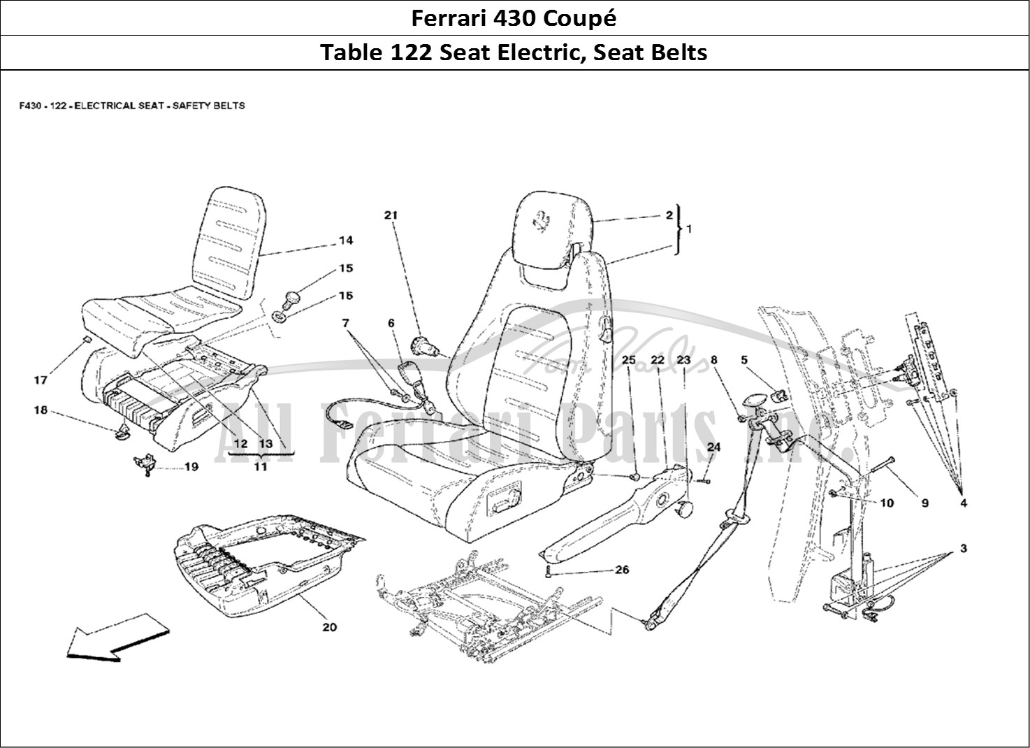 Ferrari Parts Ferrari 430 Coup Page 122 Electrical Seat - Safety
