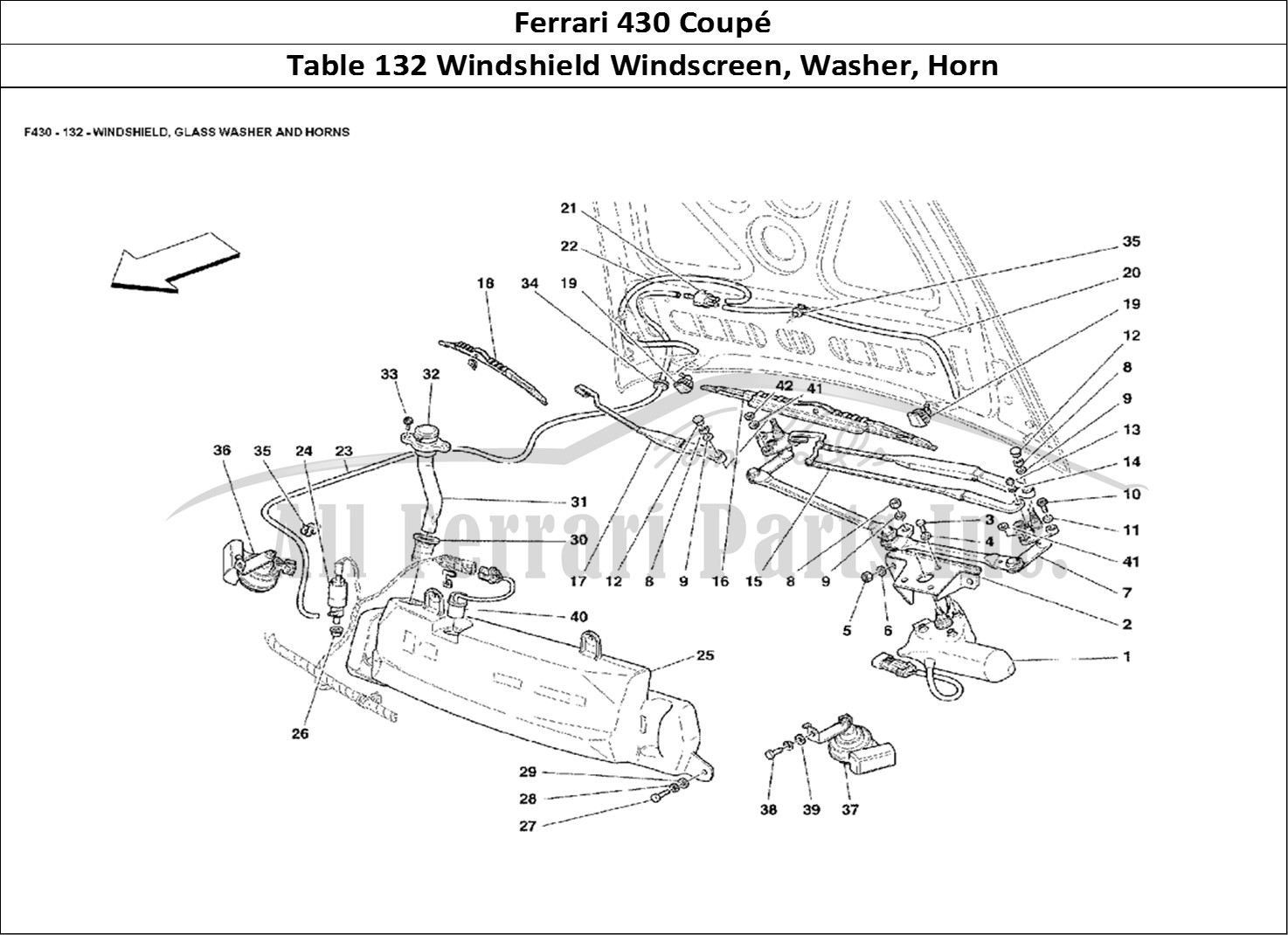Ferrari Parts Ferrari 430 Coup Page 132 Windshield, Glass Washer