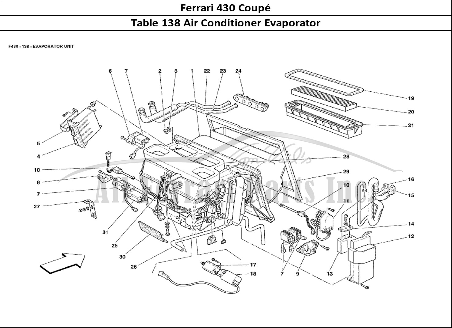 Ferrari Parts Ferrari 430 Coup Page 138 Evaporator Unit