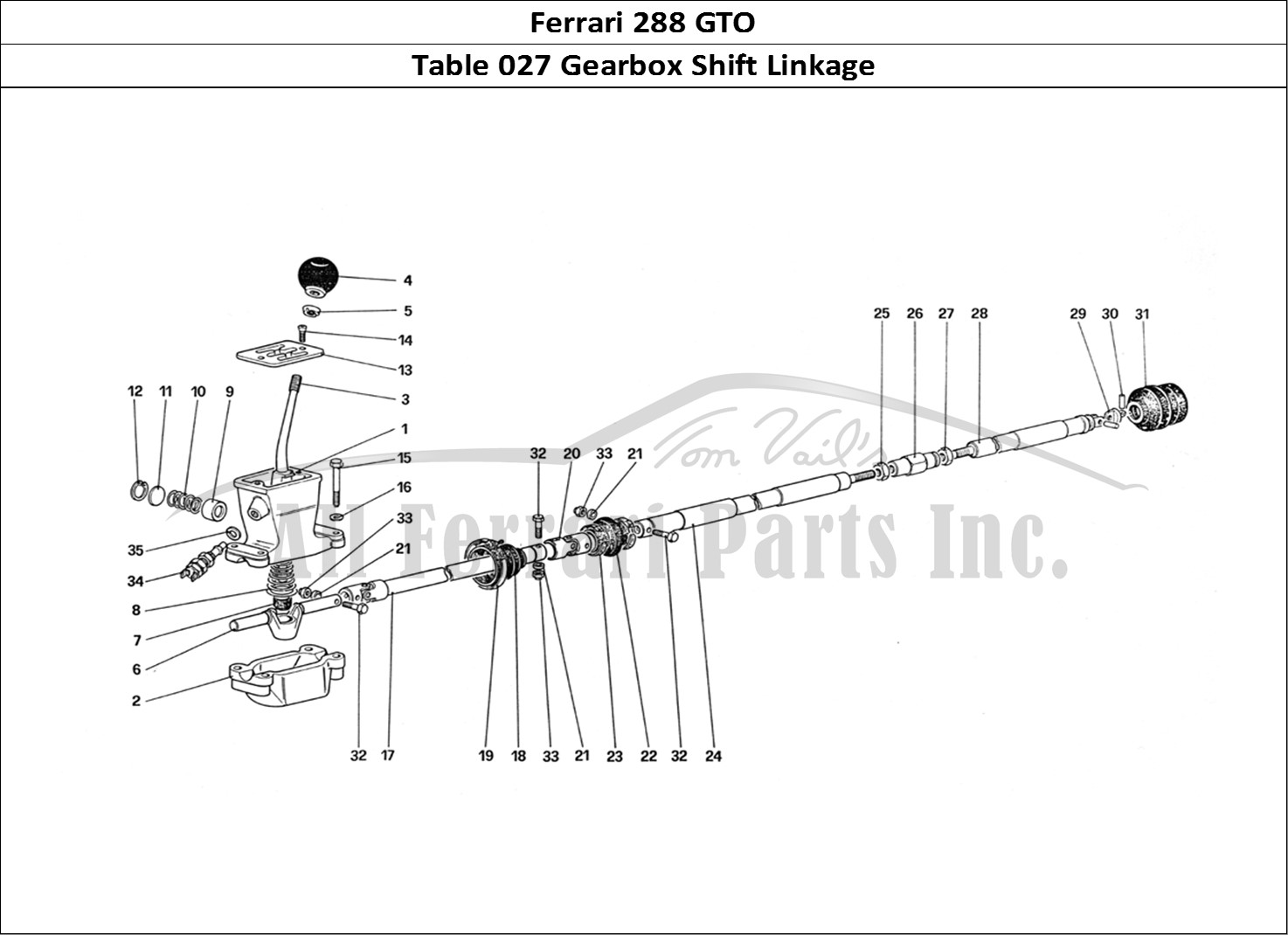 Ferrari Parts Ferrari 288 GTO Page 027 Outside Gearbox Controls