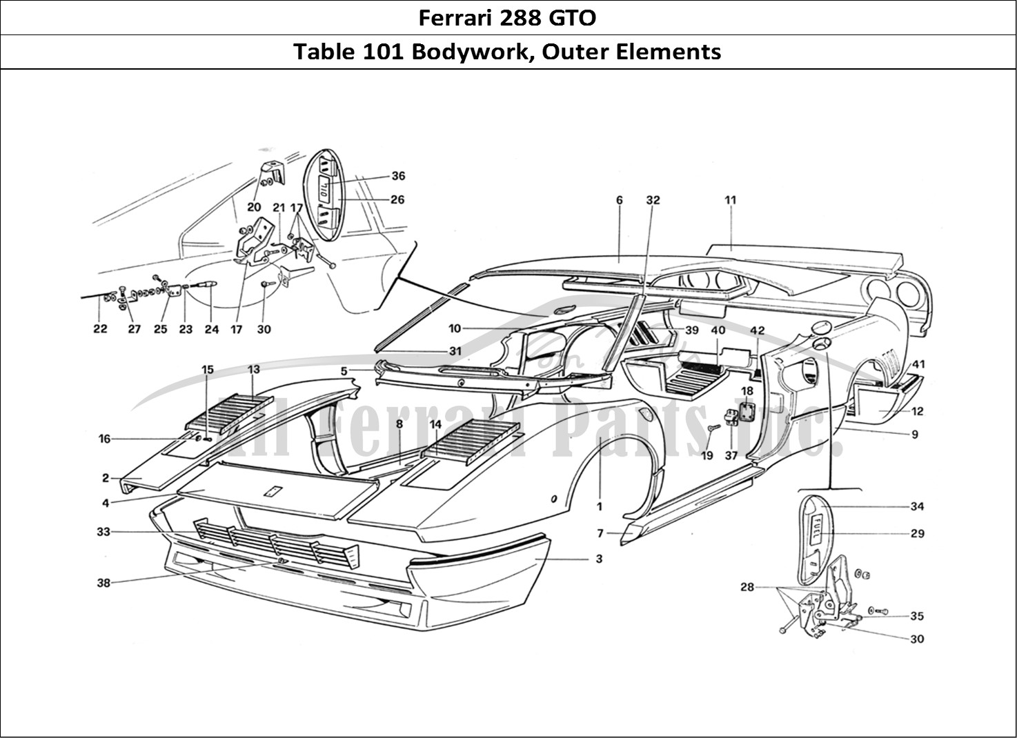Ferrari Parts Ferrari 288 GTO Page 101 Body Shell - Outer Elemen