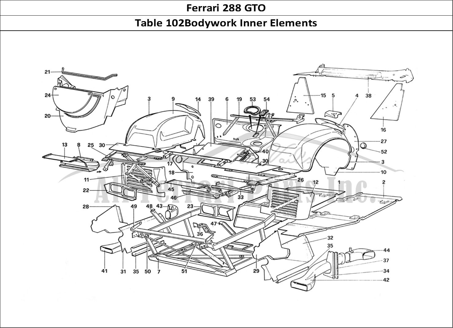 Ferrari Parts Ferrari 288 GTO Page 102 Body Shell - Inner Elemen