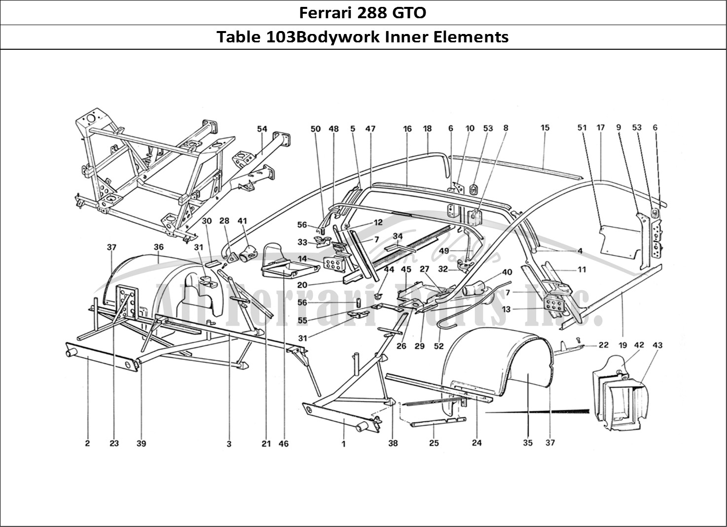 Ferrari Parts Ferrari 288 GTO Page 103 Body Shell - Inner Elemen