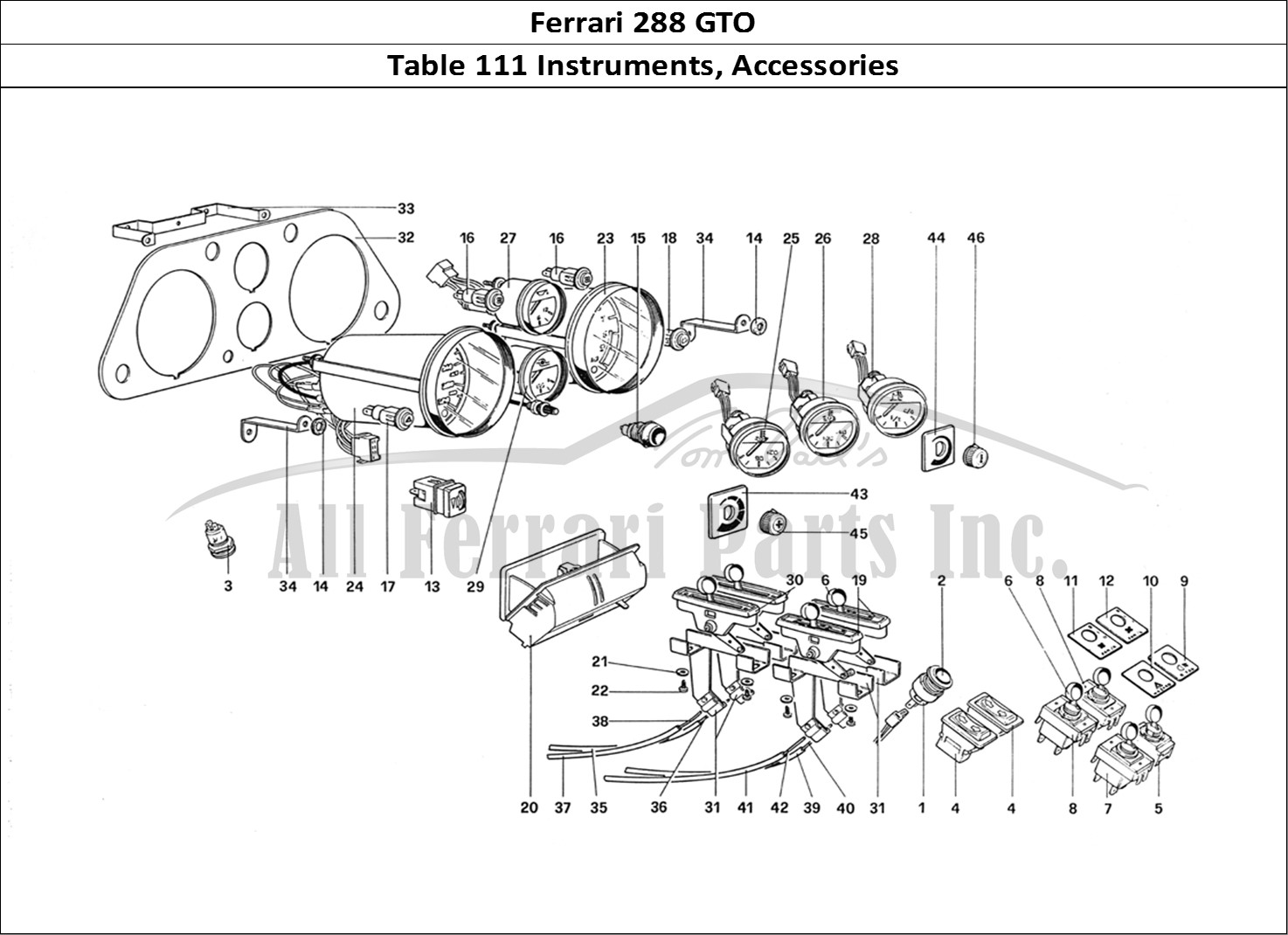 Ferrari Parts Ferrari 288 GTO Page 111 Instruments and Accessori