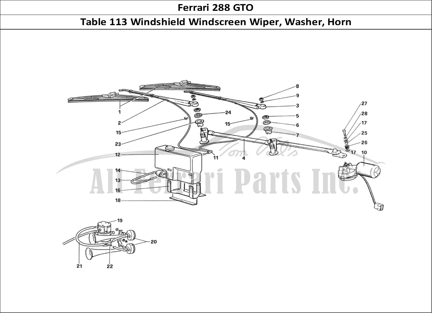 Ferrari Parts Ferrari 288 GTO Page 113 Windshield Wiper - Washer