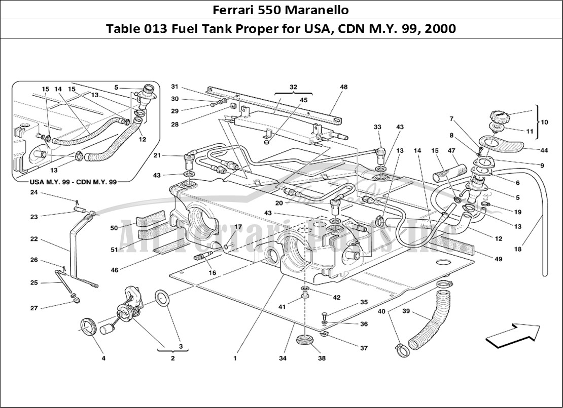 Ferrari Parts Ferrari 550 Maranello Page 013 Fuel Tank -Valid for USA