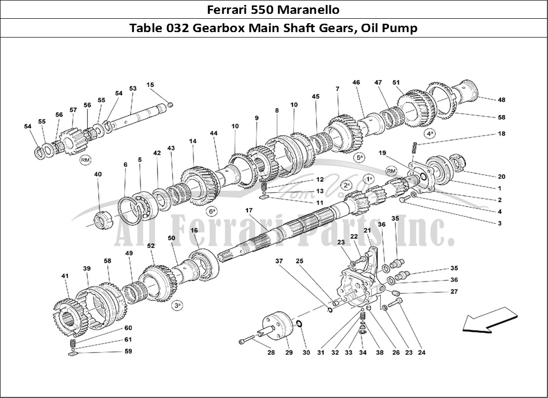Ferrari Parts Ferrari 550 Maranello Page 032 Main Shaft Gears and Clut