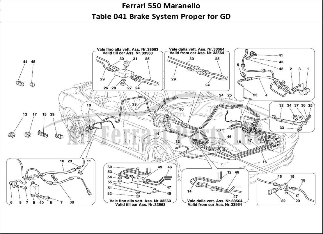 Ferrari Parts Ferrari 550 Maranello Page 041 Brake System -Valid for G