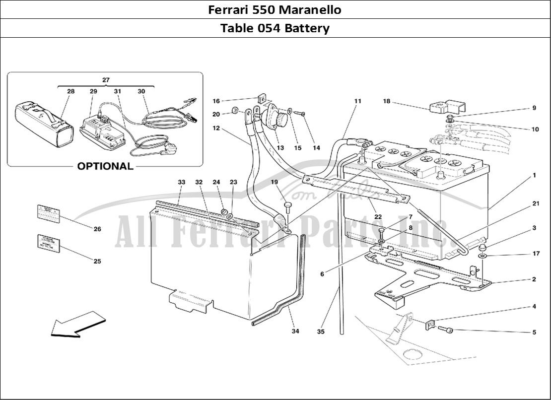 Ferrari Parts Ferrari 550 Maranello Page 054 Battery